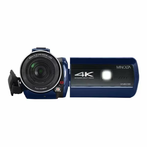 MN4K40NV 4K Ultra HD 16x Digital Zoom IR Night Vision Video Camcorder Blue, Minolta, Mfr#: MN4K40NV-BL